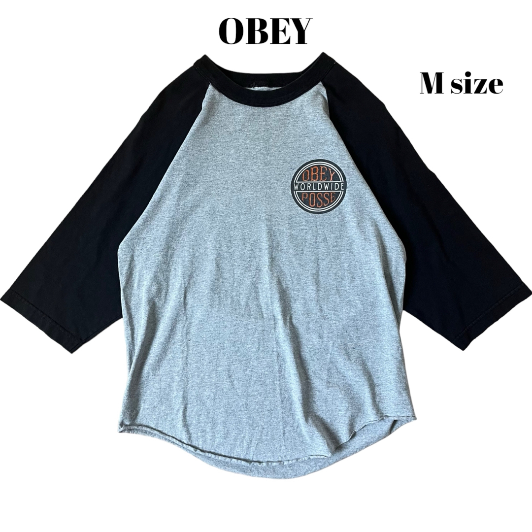 OBEY(オベイ)のOBEY ラグランT 七分丈 ビッグロゴ メンズのトップス(Tシャツ/カットソー(七分/長袖))の商品写真