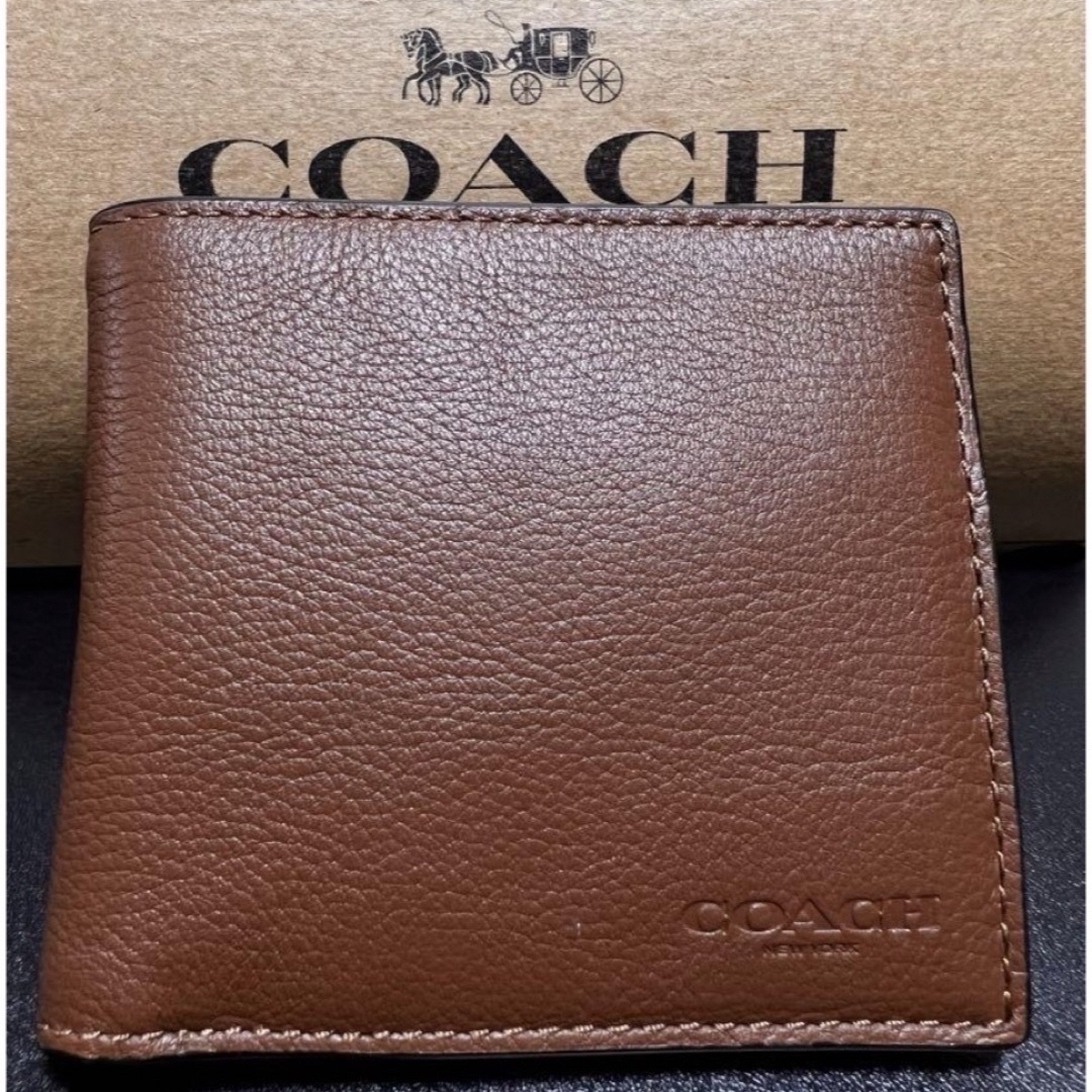 未使用_COACH(コーチ) 二つ折り財布 メンズ本革財布(色:ブラウン)　 | フリマアプリ ラクマ