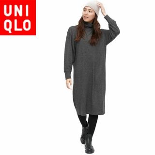 ユニクロ(UNIQLO)のユニクロ 453497 ソフトニットフリースワンピース（長袖）サイズL(ロングワンピース/マキシワンピース)