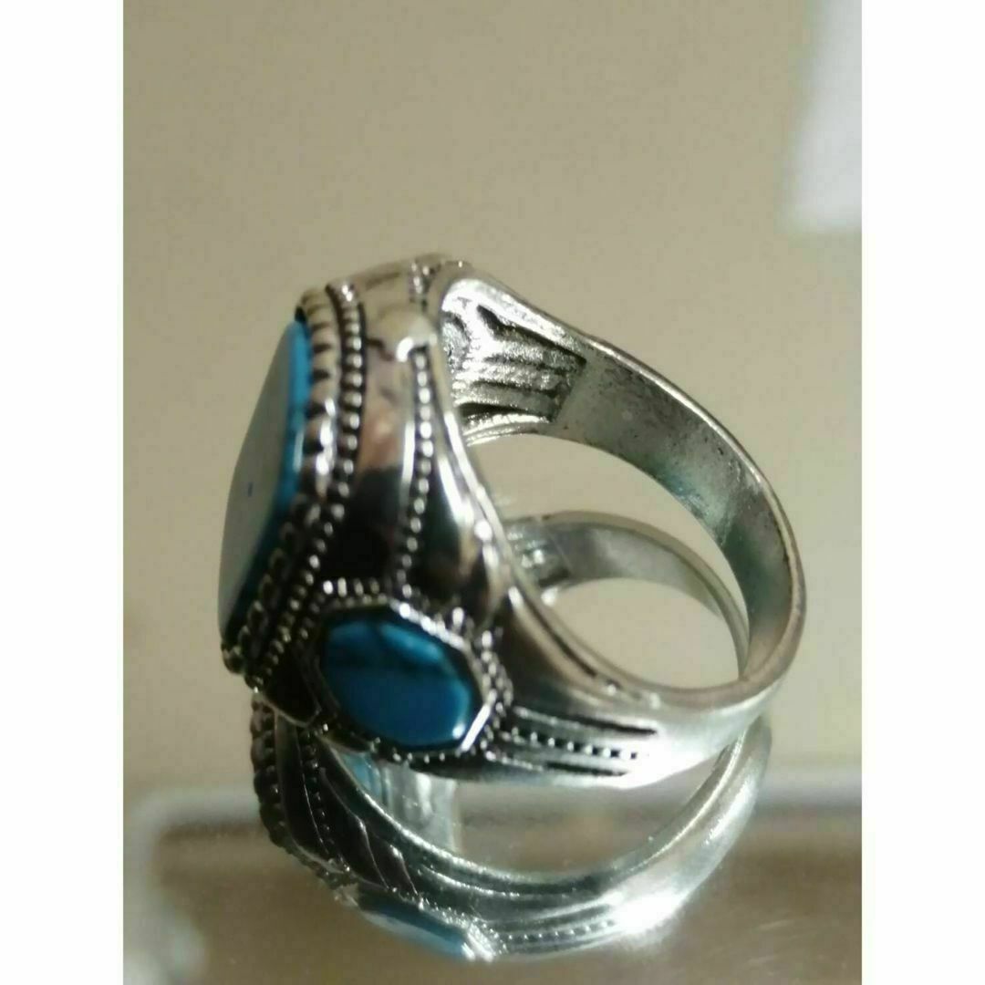【A116】リング　メンズ　指輪　ブルー　青　ターコイズ　20号 メンズのアクセサリー(リング(指輪))の商品写真
