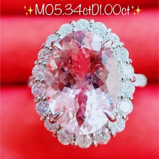 ★6.11ct★✨大粒モルガナイト1.00ctダイヤモンドプラチナリング指輪(リング(指輪))