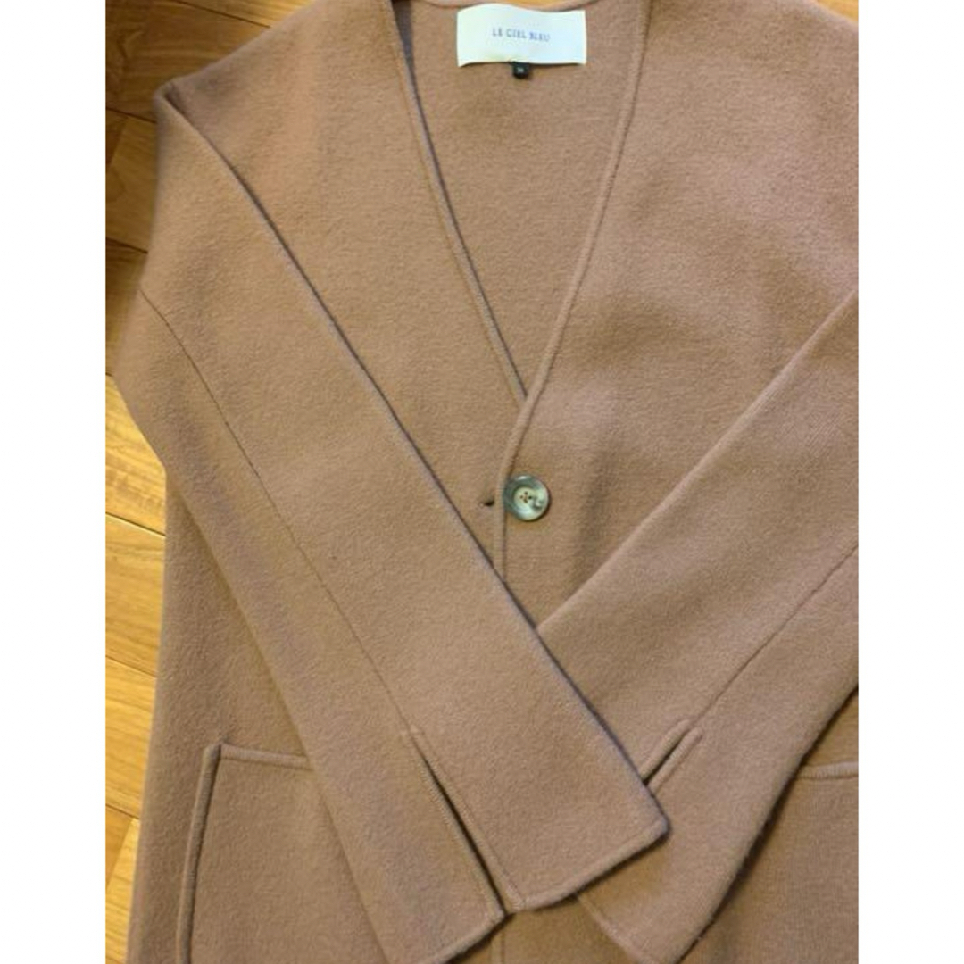 LE CIEL BLEU(ルシェルブルー)のルシェルブルー　コーディガン　ウールニット　スモーキーピンク　サイズ36 レディースのジャケット/アウター(ロングコート)の商品写真