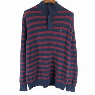 トミーヒルフィガー(TOMMY HILFIGER)のTOMMY HILFIGER トミーヒルフィガー セーター カジュアル ボーダー ネイビー (メンズ XL) 中古 古着 P0728(ニット/セーター)