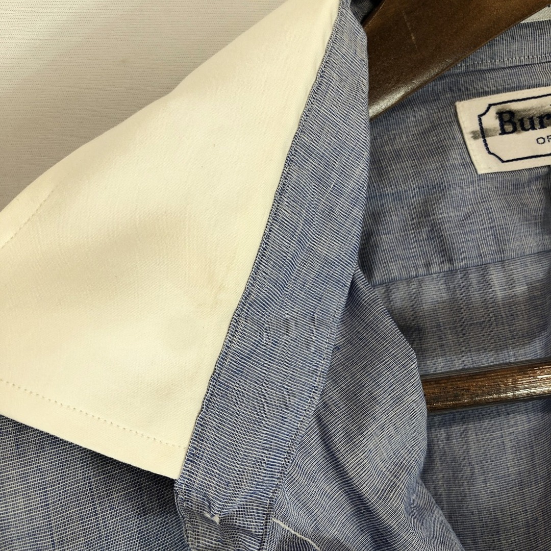 BURBERRY(バーバリー)の90年代 USA製 Burberrys バーバリーズ 長袖シャツ 大きいサイズ  カジュアル ロングカフス ブルー (メンズ 2XL) 中古 古着 P0751 メンズのトップス(シャツ)の商品写真