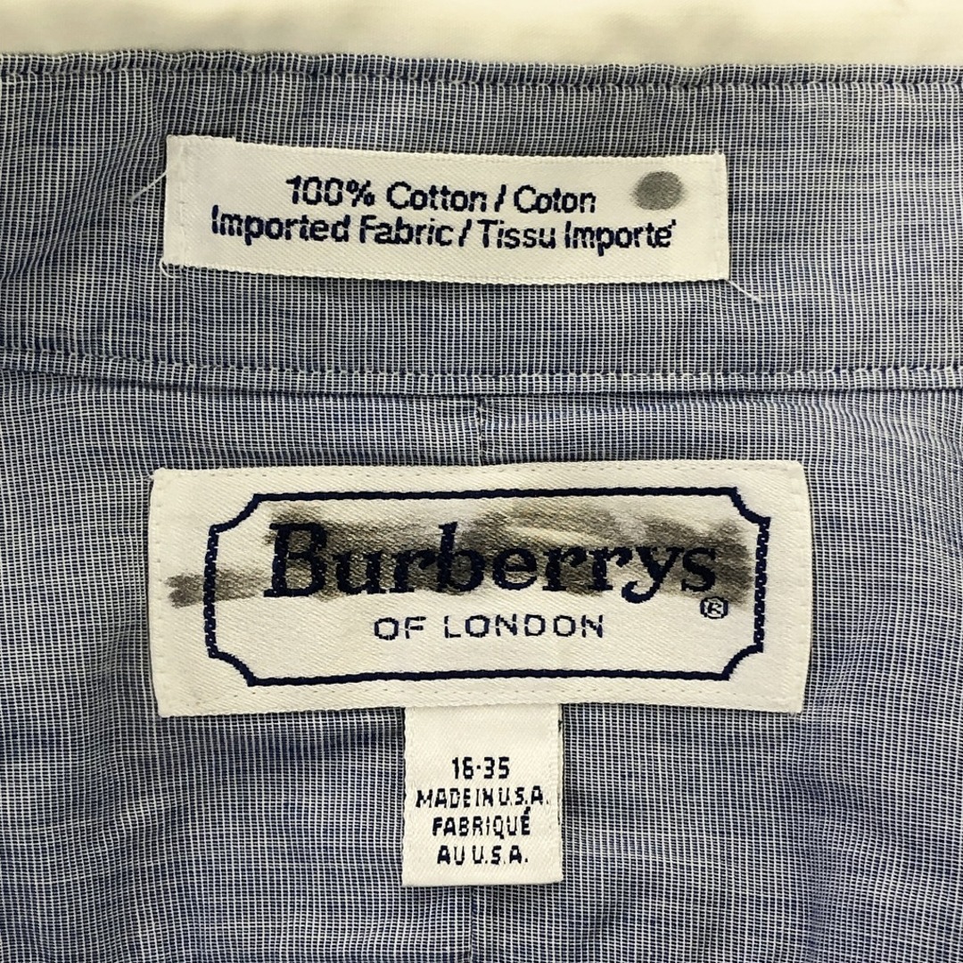 BURBERRY(バーバリー)の90年代 USA製 Burberrys バーバリーズ 長袖シャツ 大きいサイズ  カジュアル ロングカフス ブルー (メンズ 2XL) 中古 古着 P0751 メンズのトップス(シャツ)の商品写真