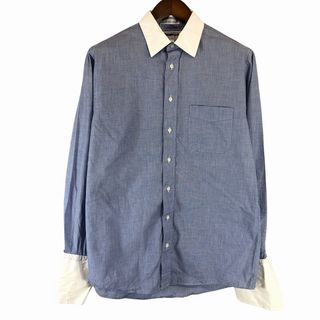 バーバリー(BURBERRY)の90年代 USA製 Burberrys バーバリーズ 長袖シャツ 大きいサイズ  カジュアル ロングカフス ブルー (メンズ 2XL) 中古 古着 P0751(シャツ)