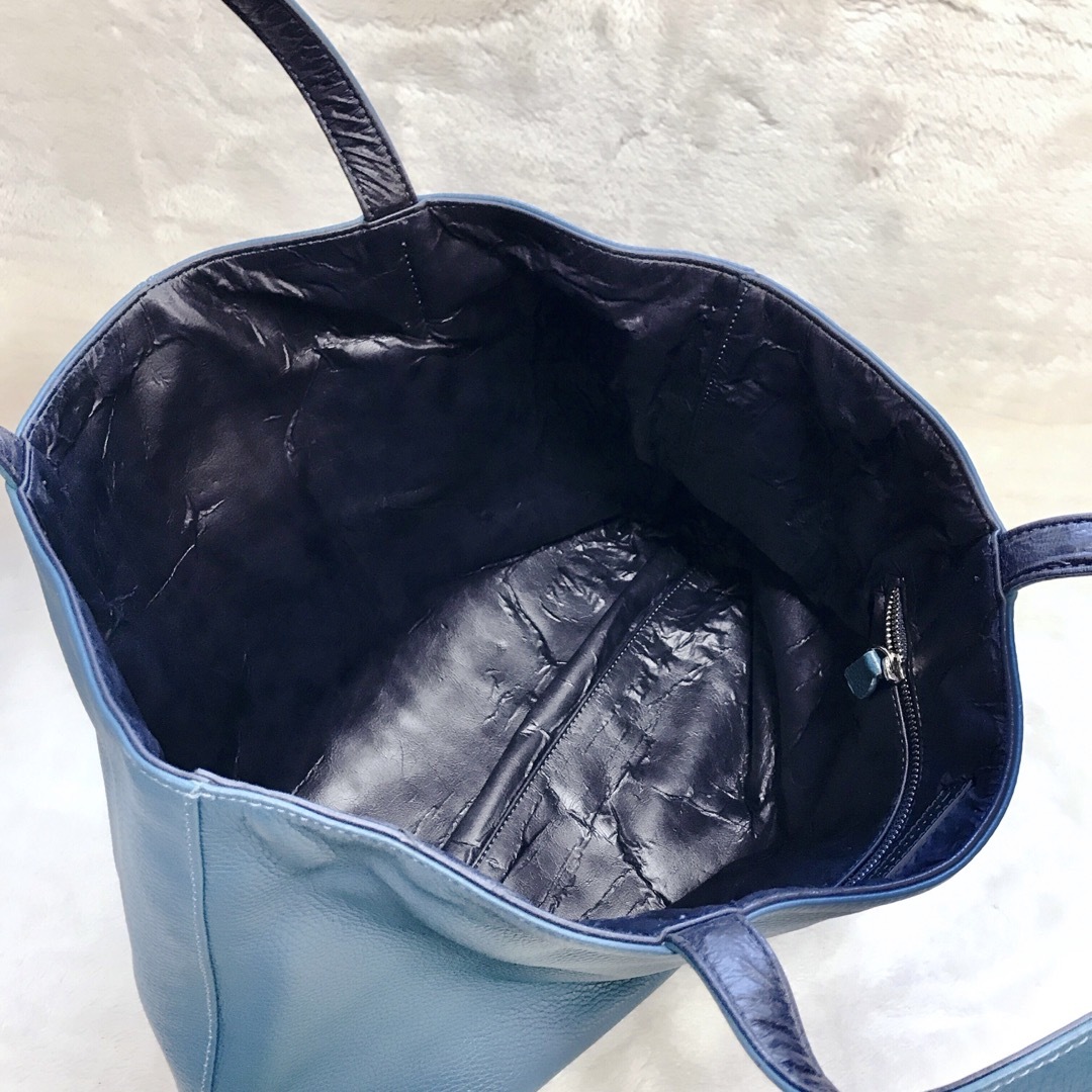Stefano manO(ステファノマーノ)の美品 希少カラー STEFANOMANO オールレザー トートバッグ ターコイズ メンズのバッグ(トートバッグ)の商品写真