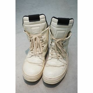 リックオウエンス(Rick Owens)の希少正規リックオウエンス ジオバスケット オーストリッチ 白43 1013N▲(スニーカー)