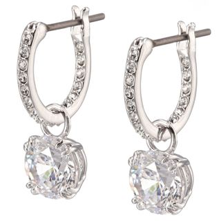 スワロフスキー(SWAROVSKI)のスワロフスキー SWAROVSKI ドロップピアス CONSTELLA フープピアス ハギー ラウンドカット ホワイトロジウム ジルコニア 2023年秋冬新作 5649007(ピアス)