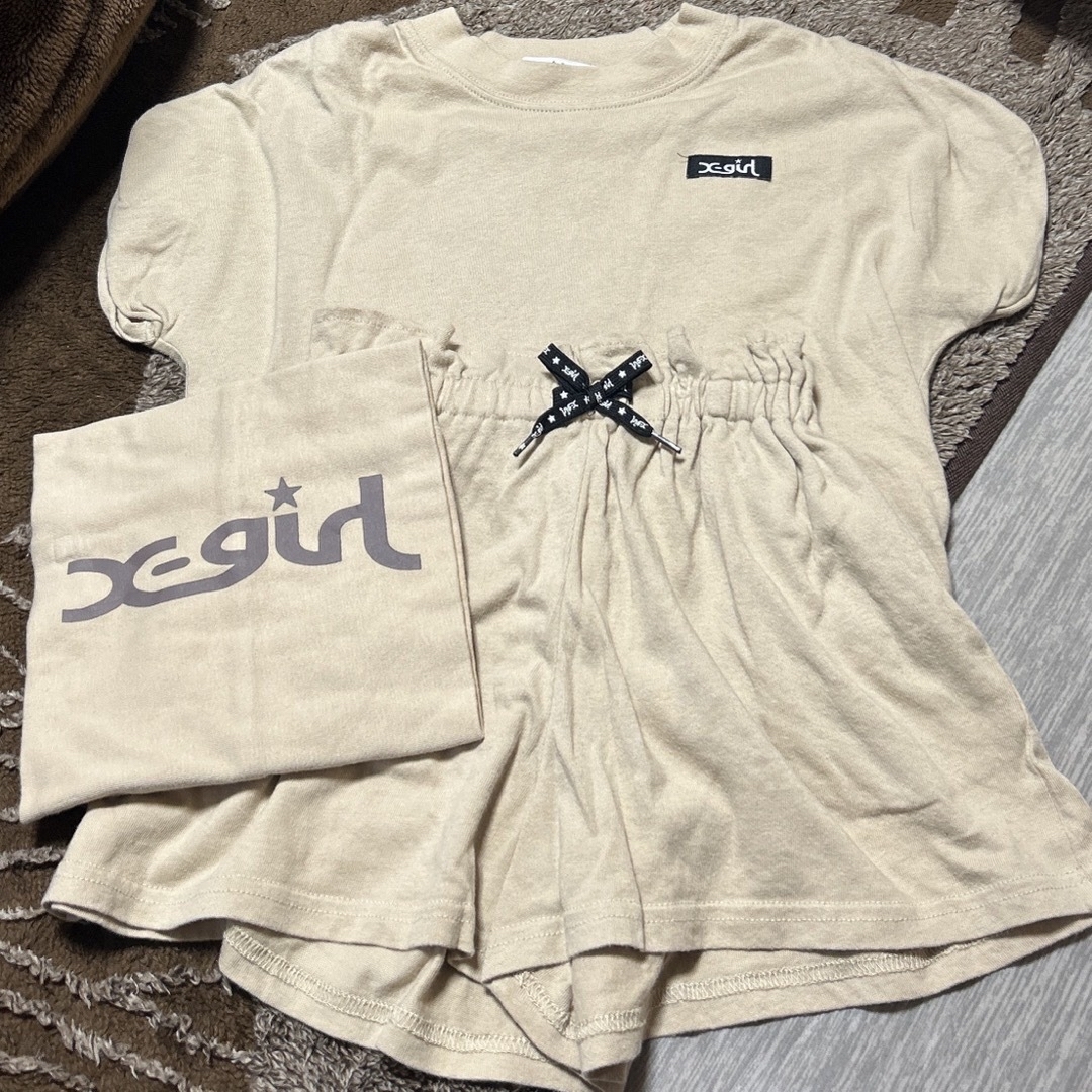 X-girl Stages(エックスガールステージス)の完売商品！！エックスガールステージス　ロゴTシャツ×ショートパンツ キッズ/ベビー/マタニティのキッズ服女の子用(90cm~)(Tシャツ/カットソー)の商品写真