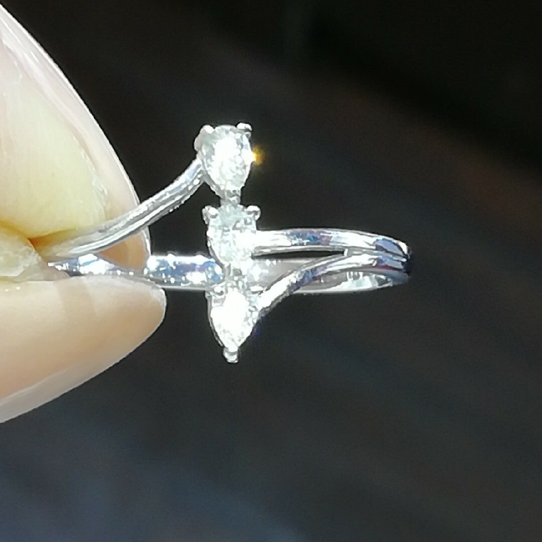 Pt900✨ダイヤ0.12ct✨シンプル綺麗✨リング✨size８　ダイヤマーキス レディースのアクセサリー(リング(指輪))の商品写真