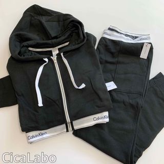 カルバンクライン(Calvin Klein)の【新品】カルバンクライン ジップパーカー スウェット セットアップ ブラックL(パーカー)