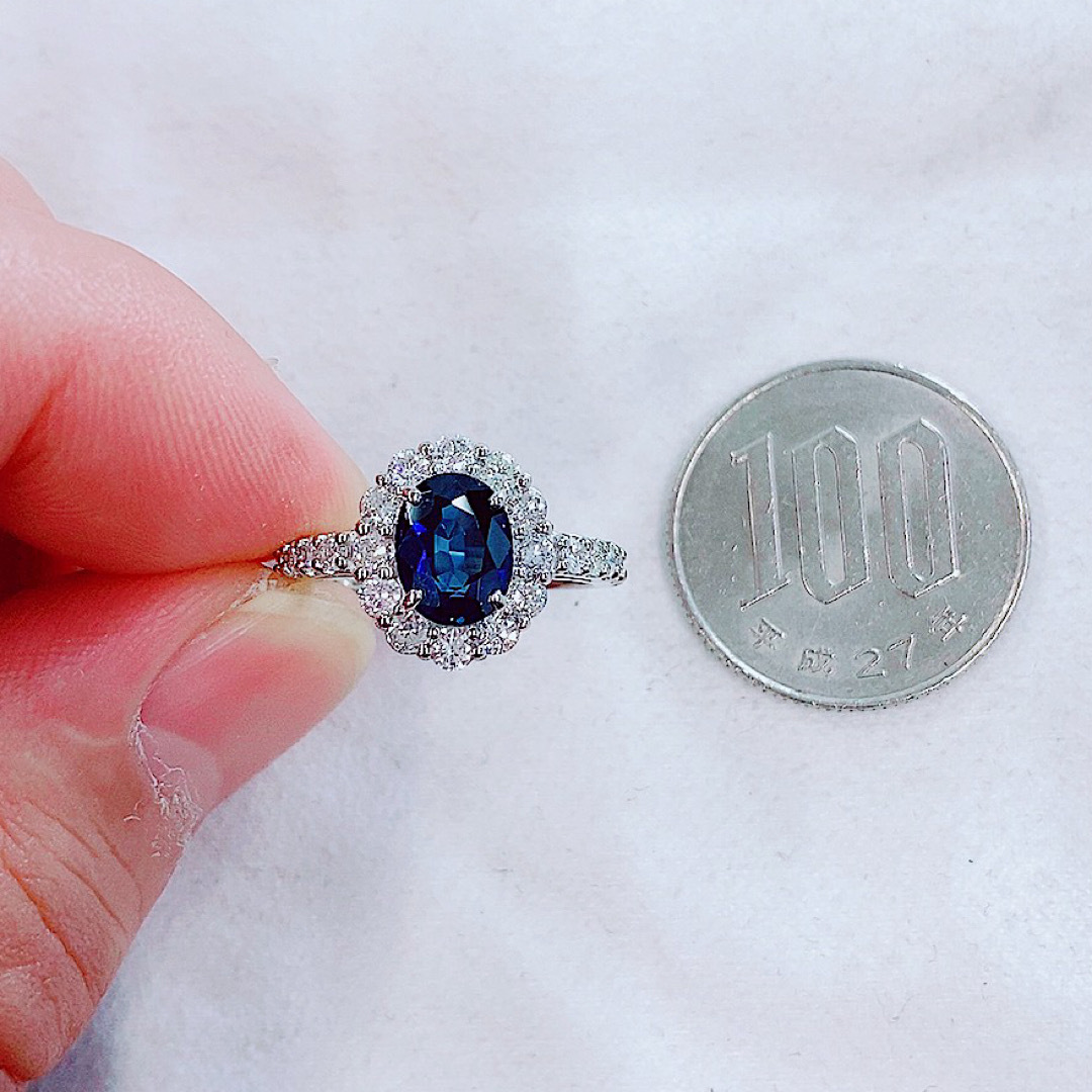 ★1.59ct★✨サファイア0.95ctダイヤモンドプラチナリング指輪 レディースのアクセサリー(リング(指輪))の商品写真