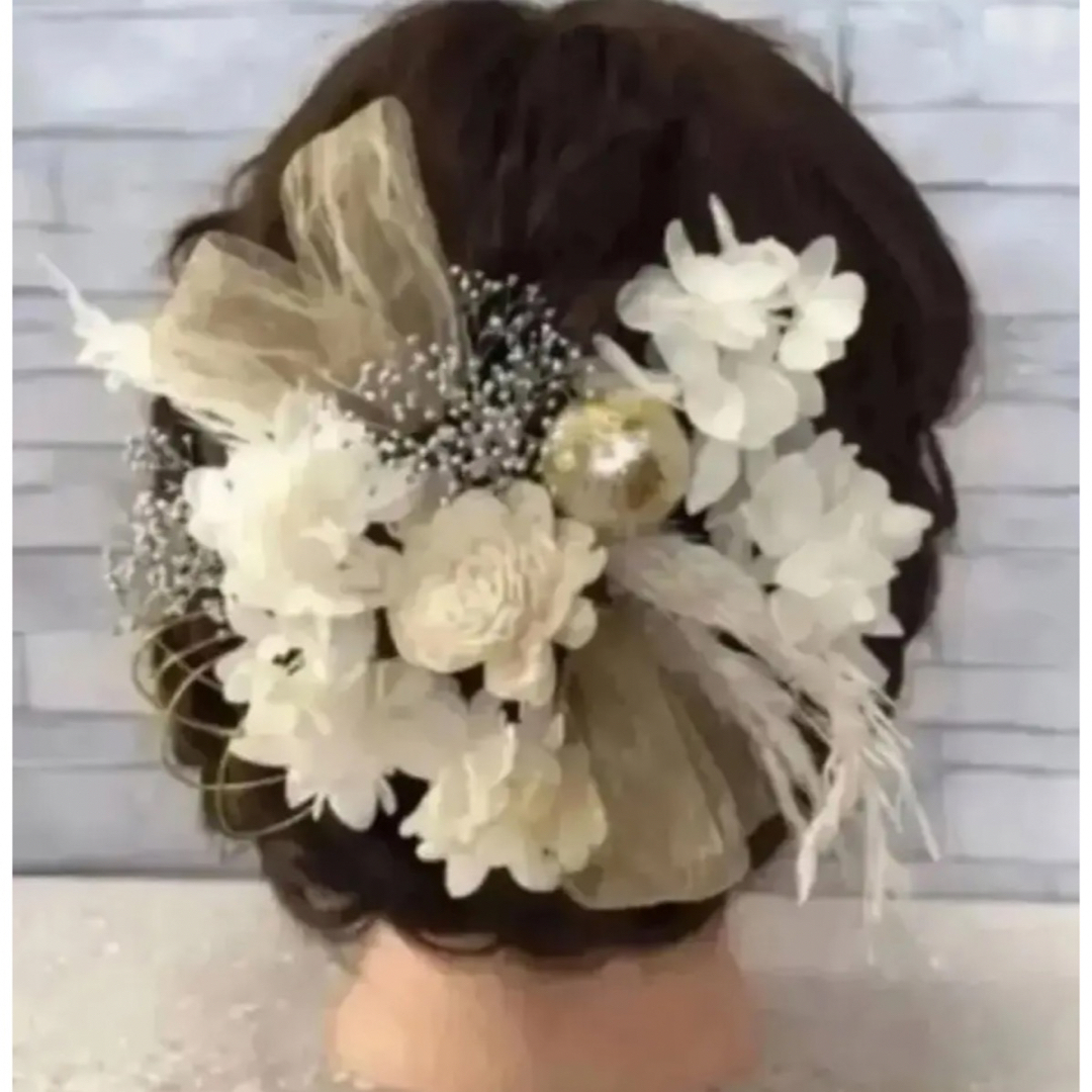 ヘアーアクセサリー成人式結婚式卒業式髪飾り　プリザーブドフラワードライフラワー