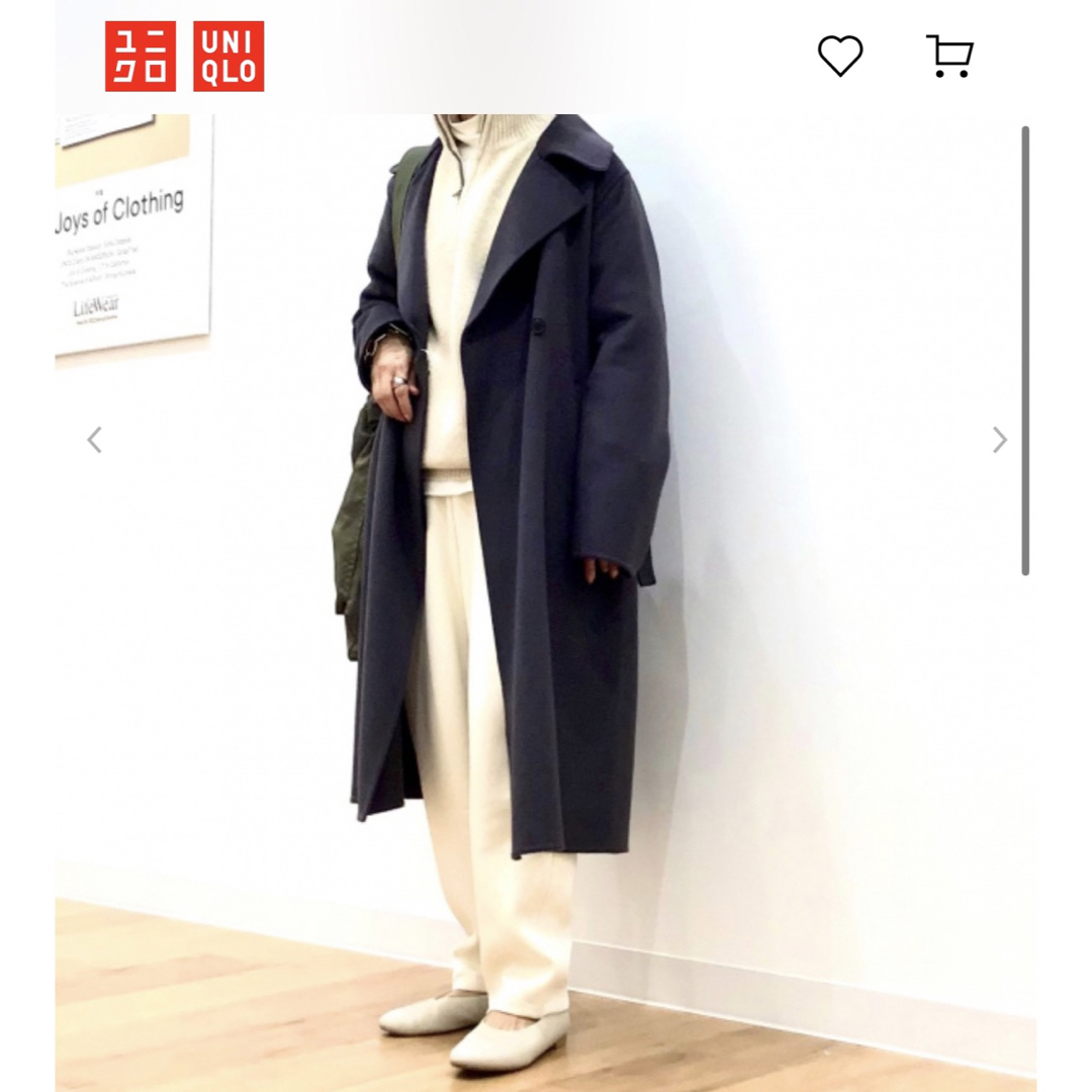 UNIQLO - UNIQLO ダブルフェイスロングコート S チャコールの UNIQLO - UNIQLO ダブルフェイスロングコート S チャコールの