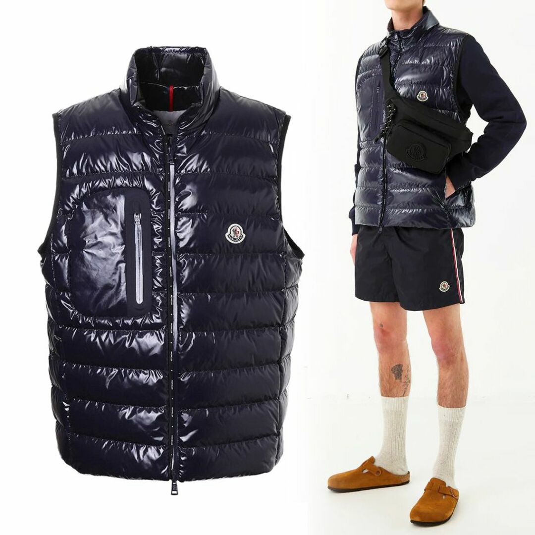 MONCLER(モンクレール)の送料無料 18 MONCLER USEDOM ネイビー ダウンベスト 1A00036 595P7 size 2 メンズのジャケット/アウター(ダウンベスト)の商品写真