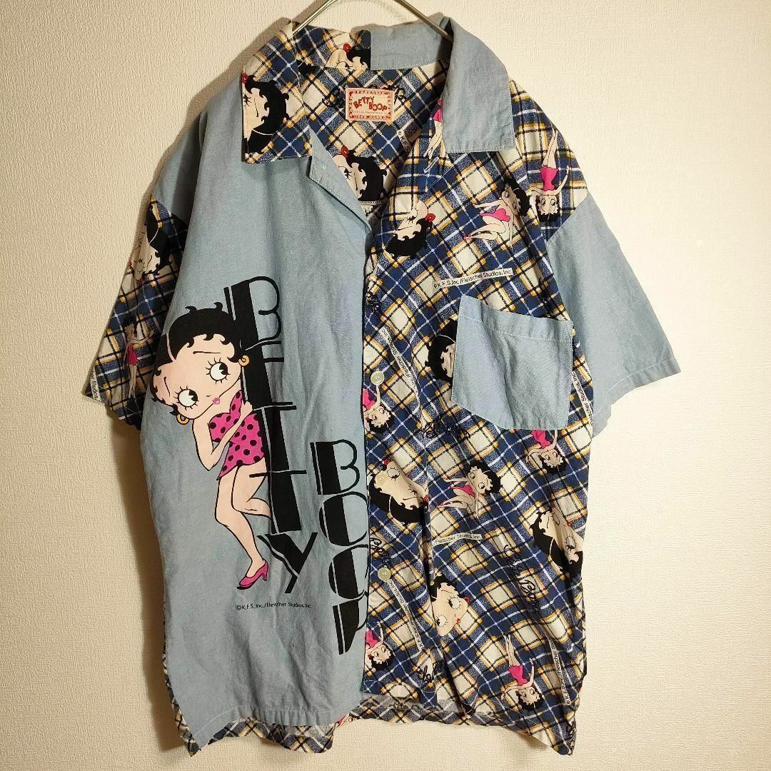 Betty Boop(ベティブープ)の【BETTY BOOP ベティーブープ】80s 90s プリント半袖シャツ（M） メンズのトップス(シャツ)の商品写真