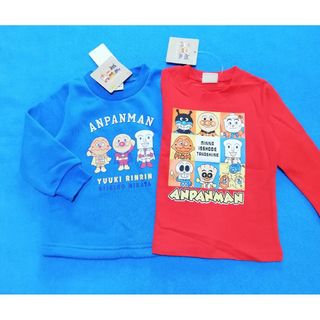 アンパンマン(アンパンマン)の新品　90cm　アンパンマン　長袖Tシャツと長袖トレーナー2枚セット　R×B(Tシャツ/カットソー)