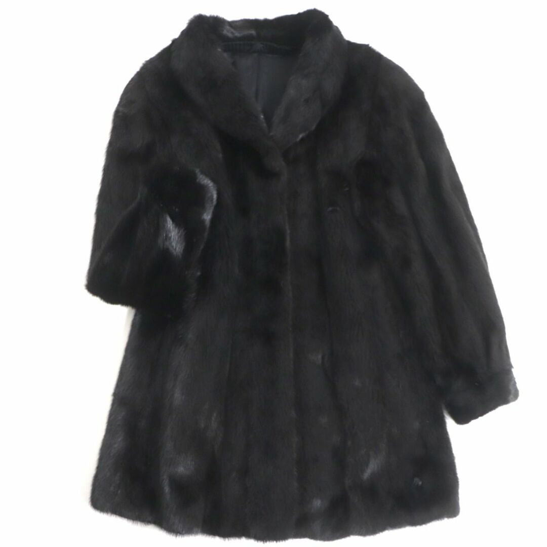 極美品▼SAGA MINK サガミンク 本毛皮コート ブラック 毛質艶やか・柔らか◎約79cm肩幅