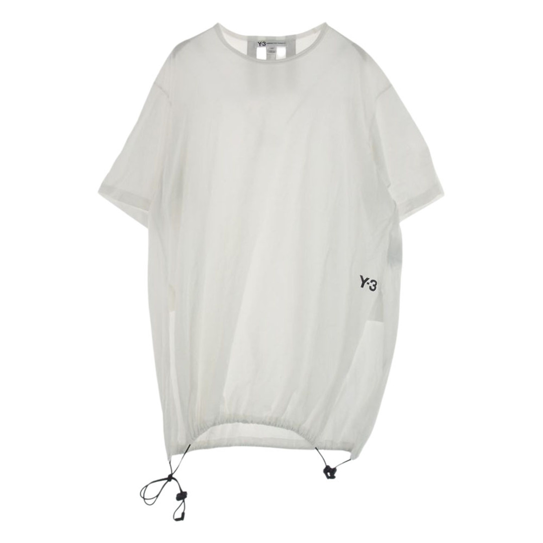 Y-3 Yohji Yamamoto ワイスリー ヨウジヤマモト Ｔシャツ DY7180 Drrawstring Long Tee ドローストリング ロング Tシャツ ホワイト系 S【中古】 レディースのトップス(シャツ/ブラウス(半袖/袖なし))の商品写真