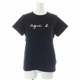 アニエスベー(agnes b.)のアニエスベー Tシャツ カットソー 半袖 ロゴプリント 3 L 黒 ブラック(Tシャツ(半袖/袖なし))