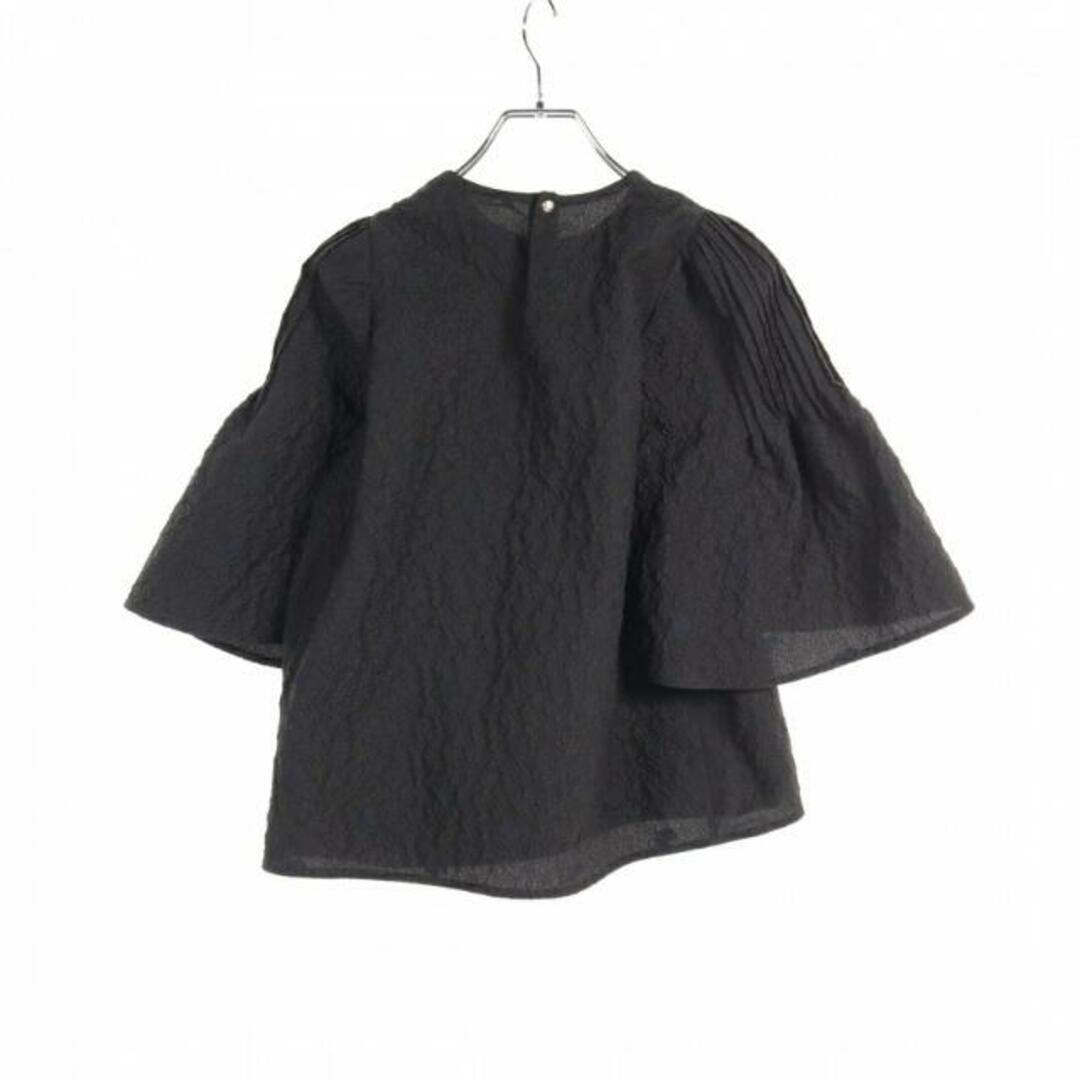 Drawer(ドゥロワー)のフラワー ジャカード ブラウス フレアスリーブ ブラック ネイビー レディースのトップス(Tシャツ(半袖/袖なし))の商品写真