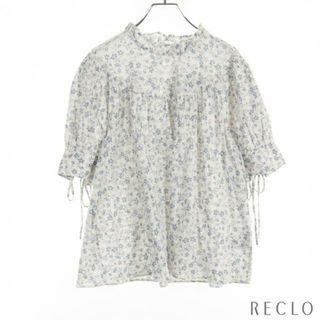 ラルフローレン(Ralph Lauren)の ブラウス フリル 花柄 コットン ホワイト ライトブルー キッズ(シャツ/ブラウス(半袖/袖なし))