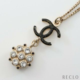 シャネル(CHANEL)のココマーク ネックレス GP ラインストーン ゴールド クリア ブラック B19B(ネックレス)