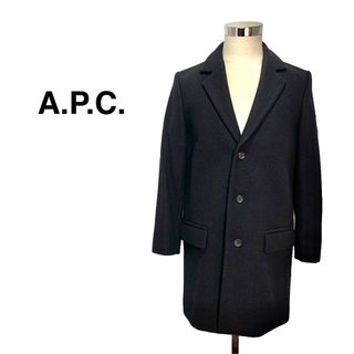 アーペーセー(A.P.C)の☆美品 アーペーセー 3ボタン メルトン ウール チェスターコート 濃紺(チェスターコート)