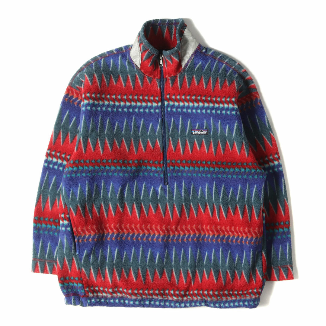 Patagonia パタゴニア ジャケット サイズ:KIDS14(メンズM位) 90s ミネハハ柄 ハーフジップ フリース 1996年 / USA製 レッド ブルー 赤青 アウター ブルゾン 【メンズ】
