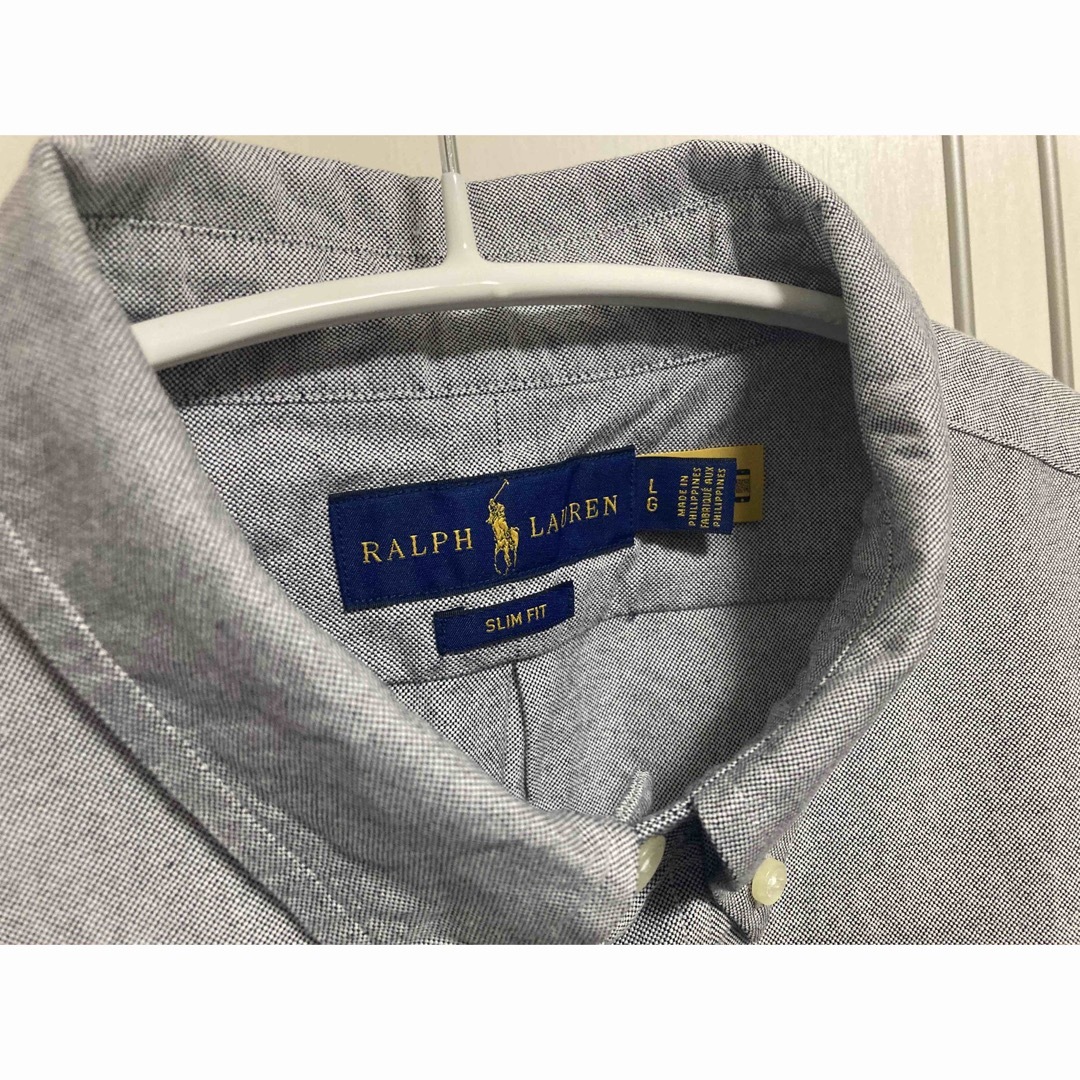 Ralph Lauren(ラルフローレン)のポロ ラルフローレン 長袖 スリムフィット ボタンダウンシャツ グレー　Lサイズ メンズのトップス(シャツ)の商品写真