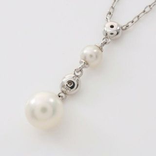 ミキモト(MIKIMOTO)の ネックレス K18WG パール ダイヤモンド ホワイトゴールド ホワイト(ネックレス)