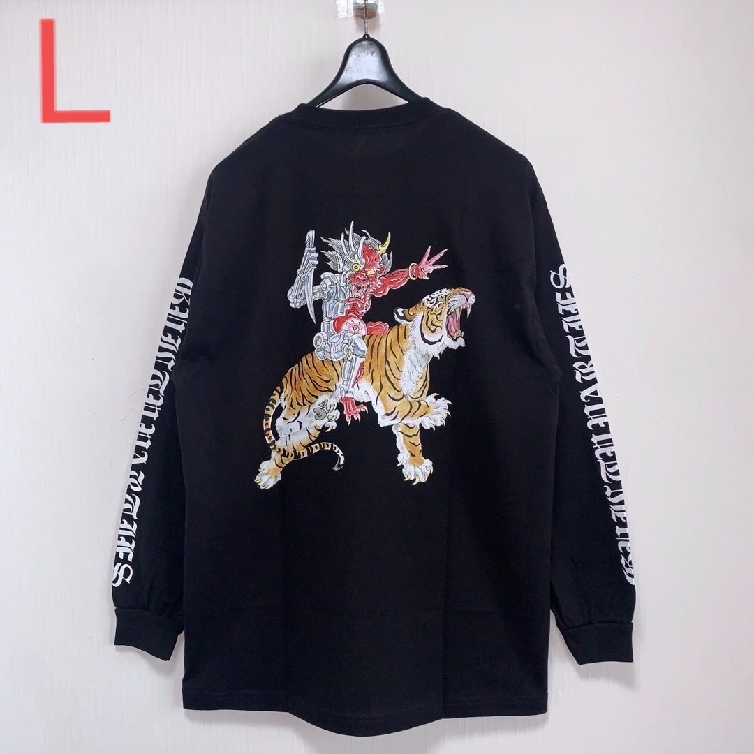 WACKO MARIA(ワコマリア)の黒L【WACKOMARIA】メカ鬼虎TIMLEHI L/S／新品タグ付／送料込み メンズのトップス(Tシャツ/カットソー(七分/長袖))の商品写真