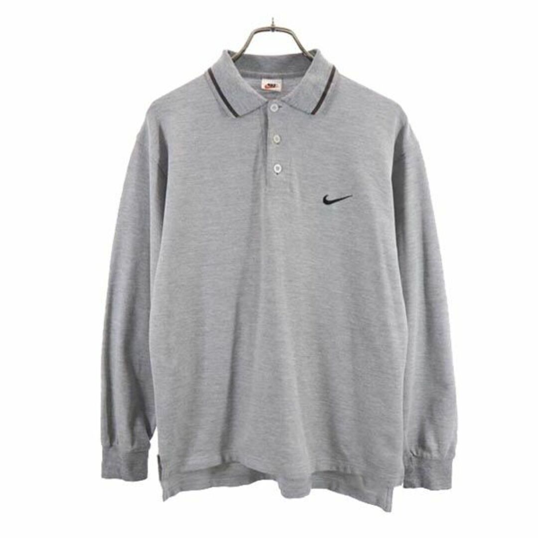 NIKE(ナイキ)のナイキ 90s 00s 白タグ オールド 長袖 ポロシャツ グレー NIKE メンズ 古着 【231121】 メール便可 メンズのトップス(ポロシャツ)の商品写真