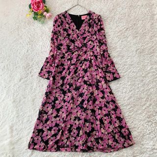 ケイトスペードNY】花柄ロングワンピース カシュクール フレア A