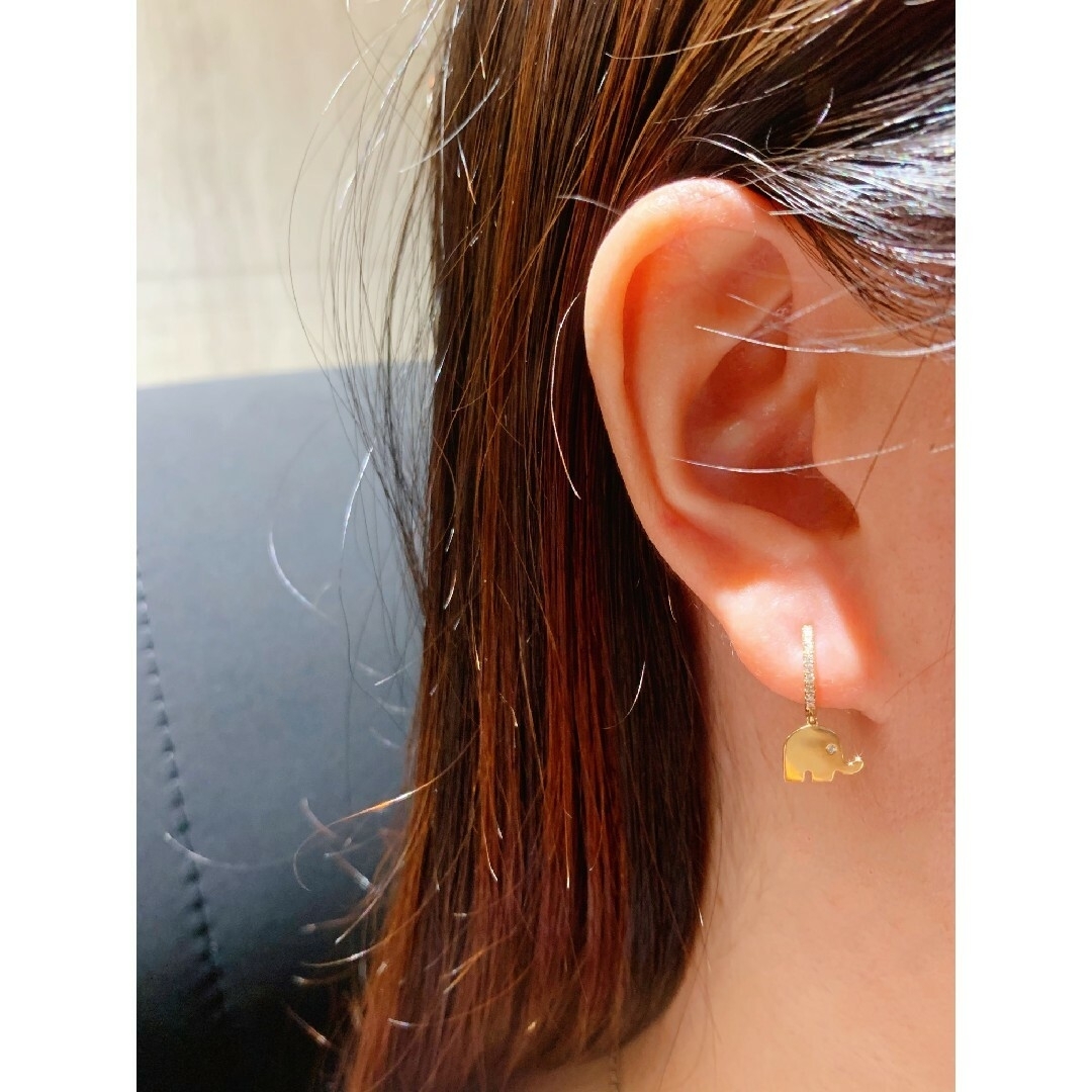 天然ダイヤモンド付きピアスk18の通販 by 天然ダイヤモンド&パール's
