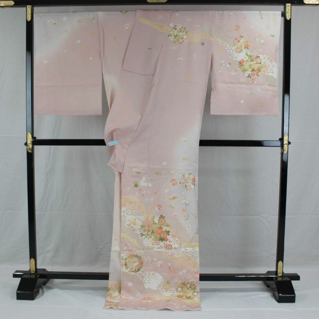 AC8531　誂仕立付訪問着　ピンク系濃淡染分花丸文 レディースの水着/浴衣(着物)の商品写真