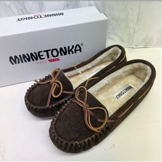 ミネトンカ(Minnetonka)のミネトンカ モカシン ムートン キャリー ブラウン US8M 25cm(スリッポン/モカシン)