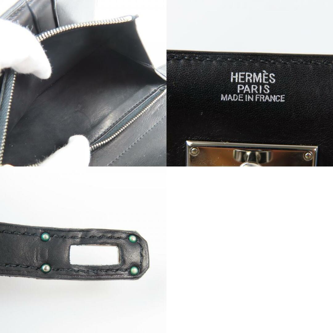 HERMES エルメス ケリーウォレット ミディアム S金具 ヴィンテージ 三つ折り財布 レザー ブラック □L刻印 レディース数5札入れ