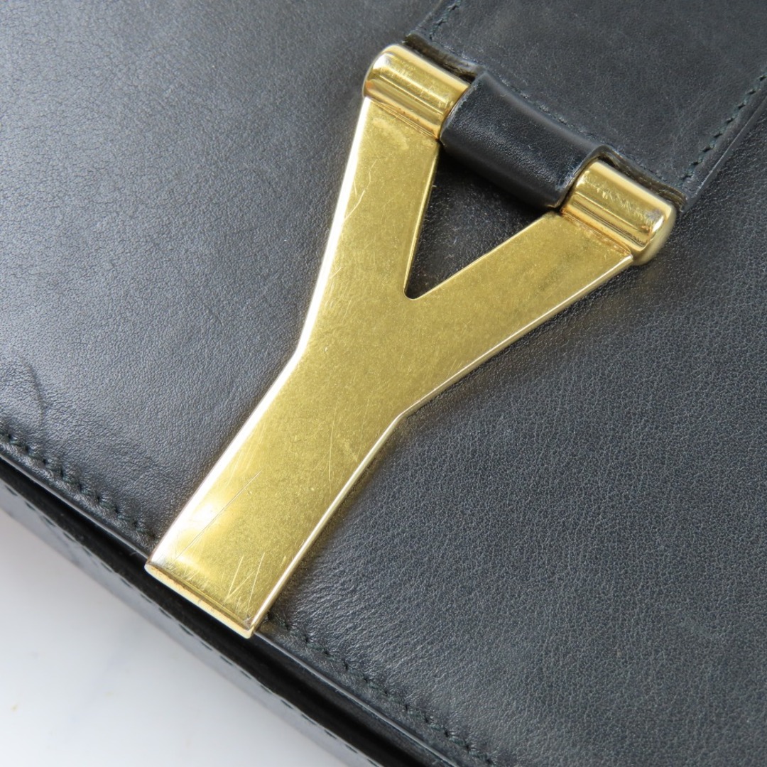 Zipper1内ポケットSAINT LAURENT サンローラン Yライン 斜め掛けOK クロスボディ ショルダーバッグ レザー ブラック レディース