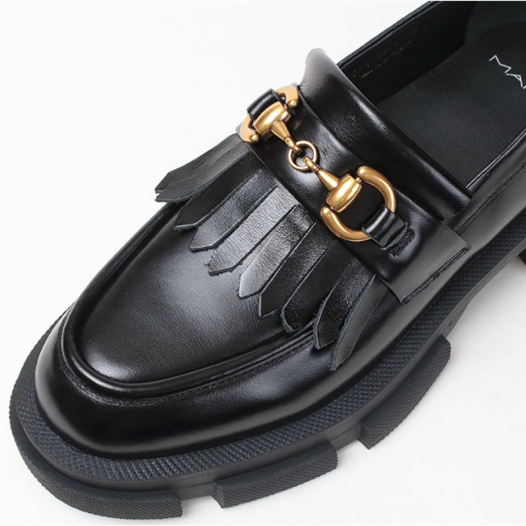 MANA黒本革ビットローファー厚底【新品】 レディースの靴/シューズ(ローファー/革靴)の商品写真