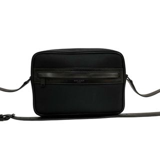 サンローラン(Saint Laurent)の極 美品 SAINT LAURENT PARIS サンローランパリ ロゴ レザー 本革 ナイロン ミニ ショルダーバッグ ポシェット サコッシュ ブラック 11033(ショルダーバッグ)