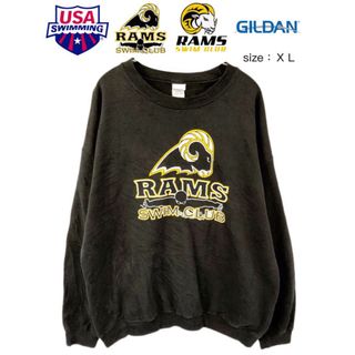 ギルタン(GILDAN)のUSA Swimming　 Rams　ラムズ　スウェット　XL　黒　USA古着(スウェット)