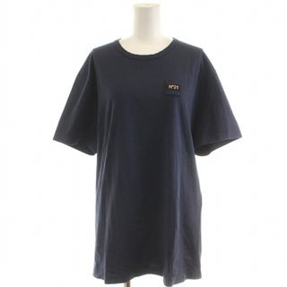 ヌメロヴェントゥーノ(N°21)のヌメロヴェントゥーノ N°21 Tシャツ カットソー チェック柄 ロゴ M 紺(Tシャツ(半袖/袖なし))