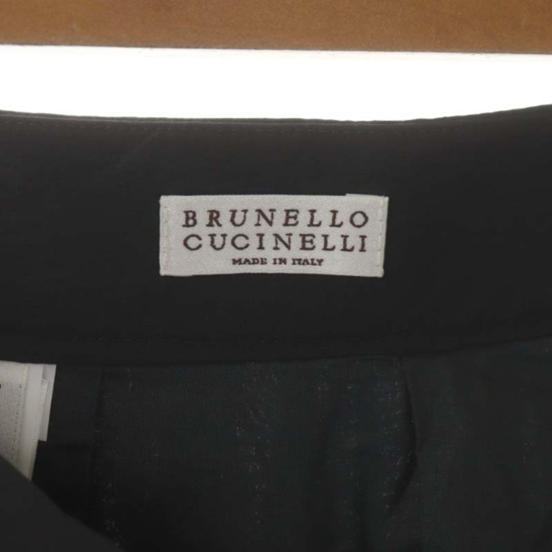 BRUNELLO CUCINELLI(ブルネロクチネリ)のブルネロクチネリ ボールチェーン装飾 膝丈ギャザースカート フレア I38 黒 レディースのスカート(ひざ丈スカート)の商品写真