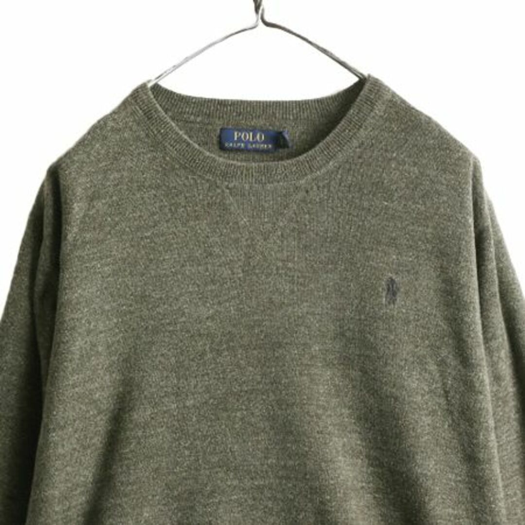 Ralph Lauren(ラルフローレン)のポロ ラルフローレン リブ編み コットン ニット セーター L スウェット 緑 メンズのトップス(ニット/セーター)の商品写真