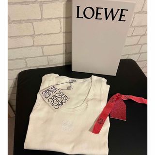 ロエベ 半袖ニット トップス リネン ボーダー S 茶 LOEWE【AFB10】