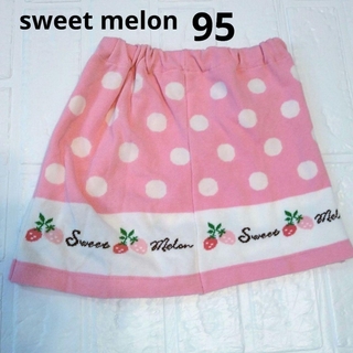 sweet melon　女の子ニットフレアスカート　95cm　イチゴ　ドット柄(スカート)
