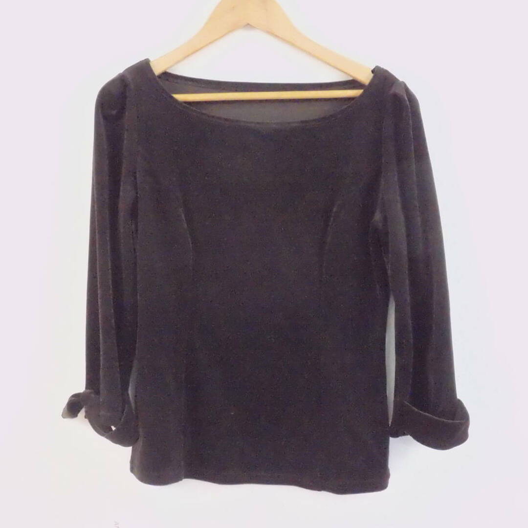 43cm総丈美品 VELOUR NOIR by FOXEY NEW YORK フォクシー 33803 シャーロット トップス 1点 38(S) トリアセテート 他 リボン ベロア レディース AM5141A2