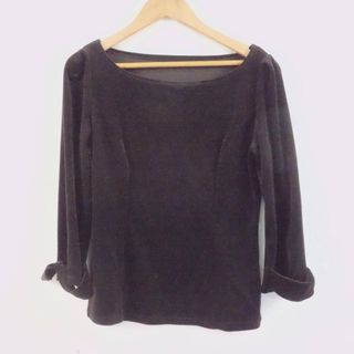 フォクシー(FOXEY)の美品 VELOUR NOIR by FOXEY NEW YORK フォクシー 33803 シャーロット トップス 1点 38(S) トリアセテート 他 リボン ベロア レディース AM5141A2 (その他)